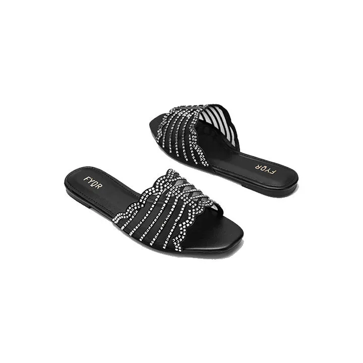 Mesh Diamante Slide Sandal MY 258