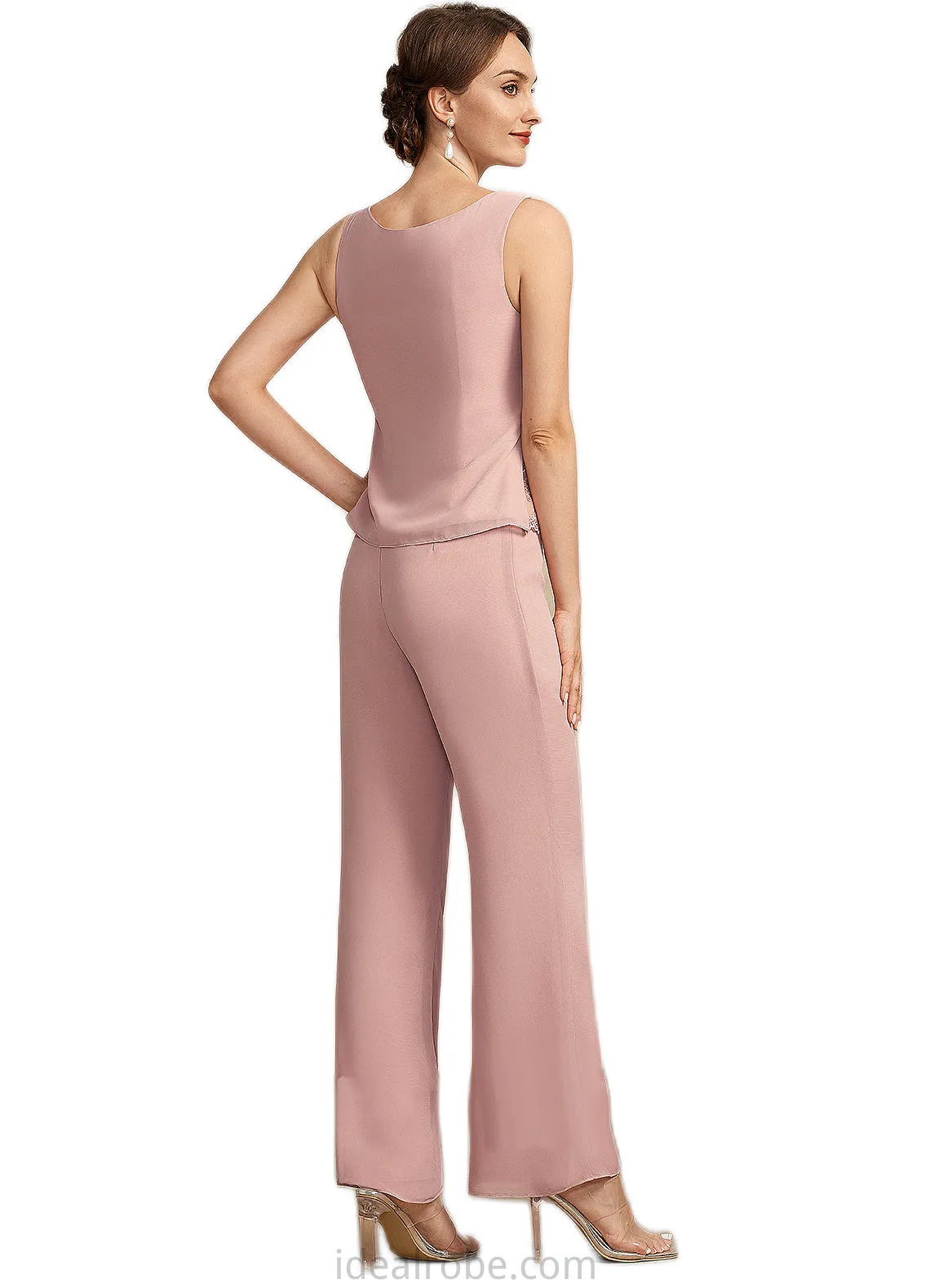 Millicent Jumpsuit/Pantsuit Scoop Neck Ankle-Length Chiffon Lace Mother of the Bride Dress STK126P0014746