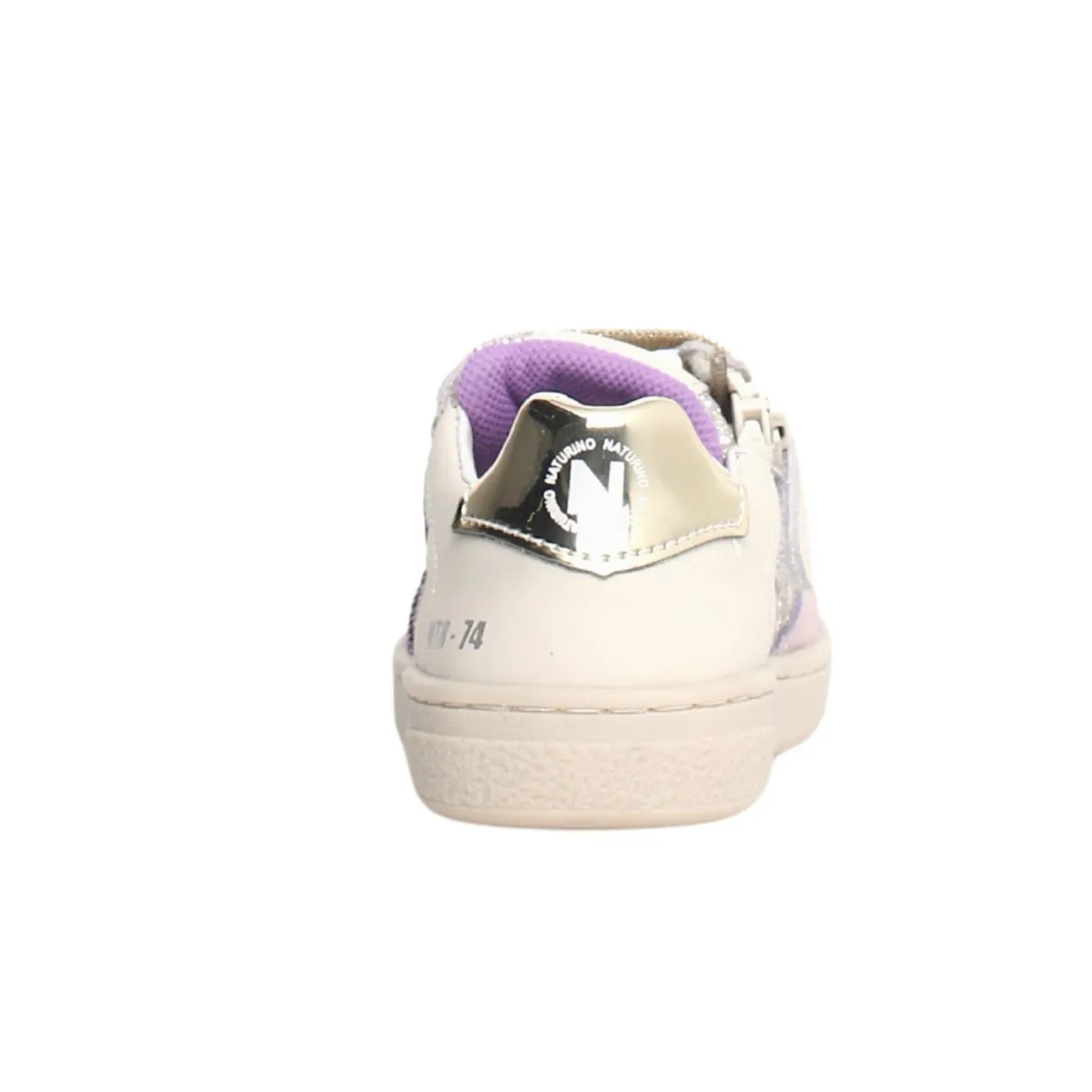 Naturino Girl's (Sizes 27-32) White Leather/Glitter Side Zip