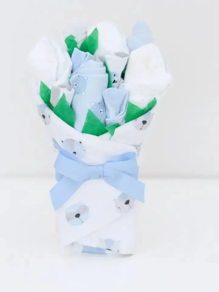 New Baby Boy Gift Layette Bouquet - Bear