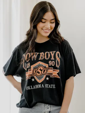 OSU Cowboys Pep Rally Black Thrifted Tee