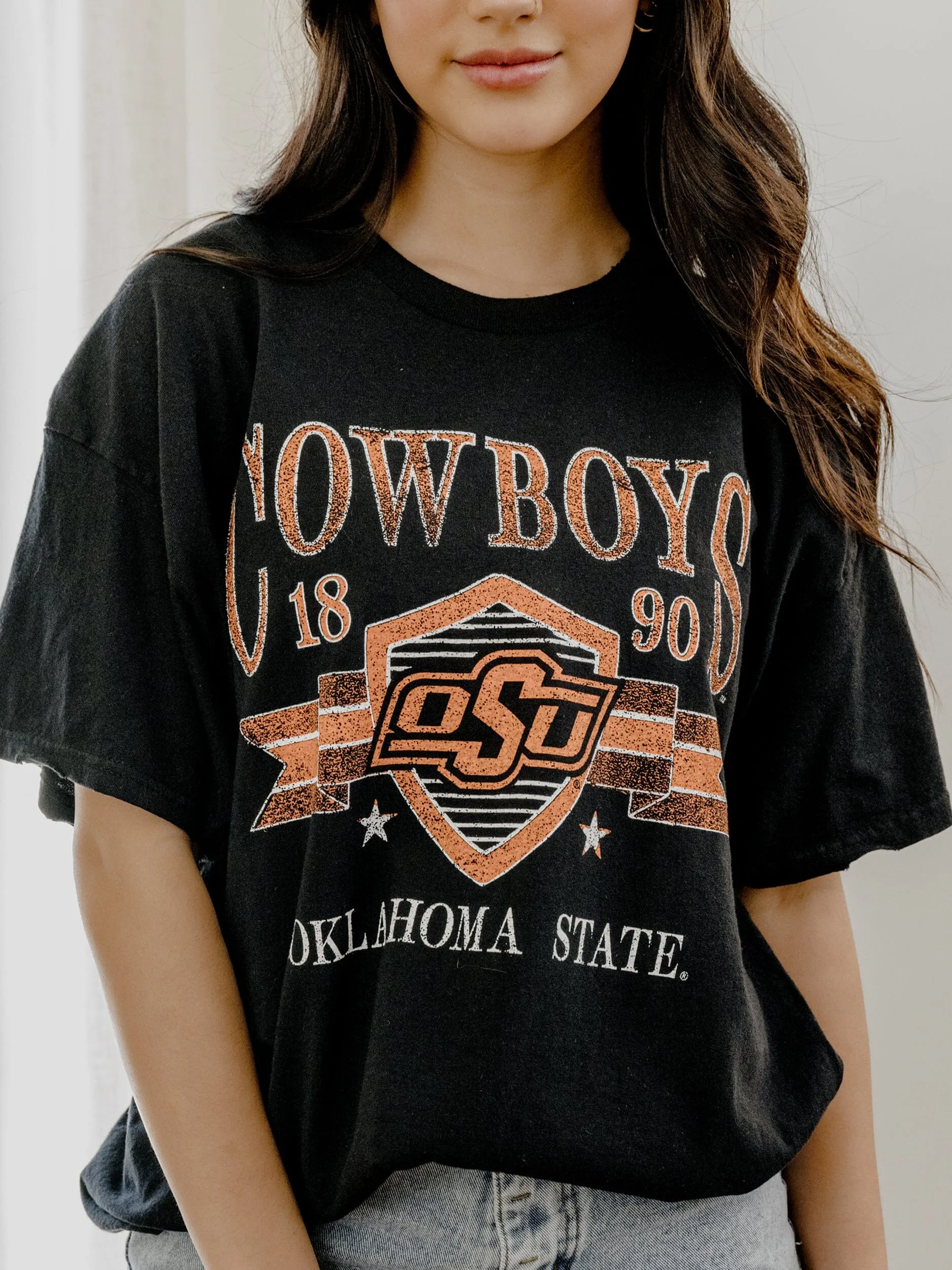 OSU Cowboys Pep Rally Black Thrifted Tee