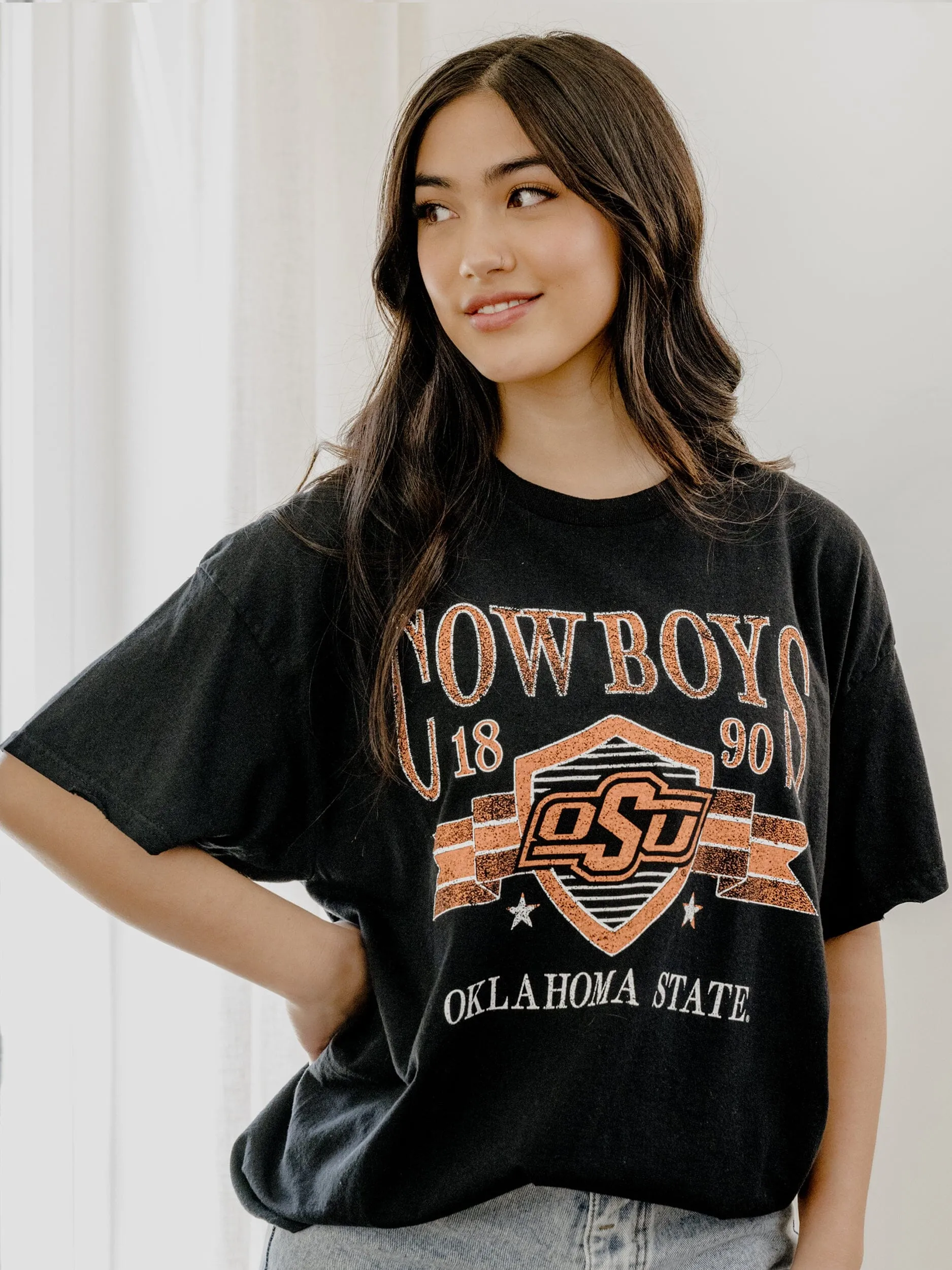 OSU Cowboys Pep Rally Black Thrifted Tee