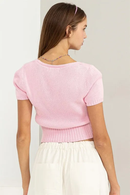 Pink Knit Crop Top