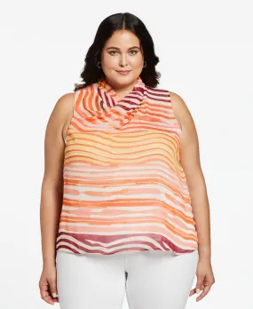 Plus Size Eco Fabric Twisted Drape Neck Sleeveless Blouse