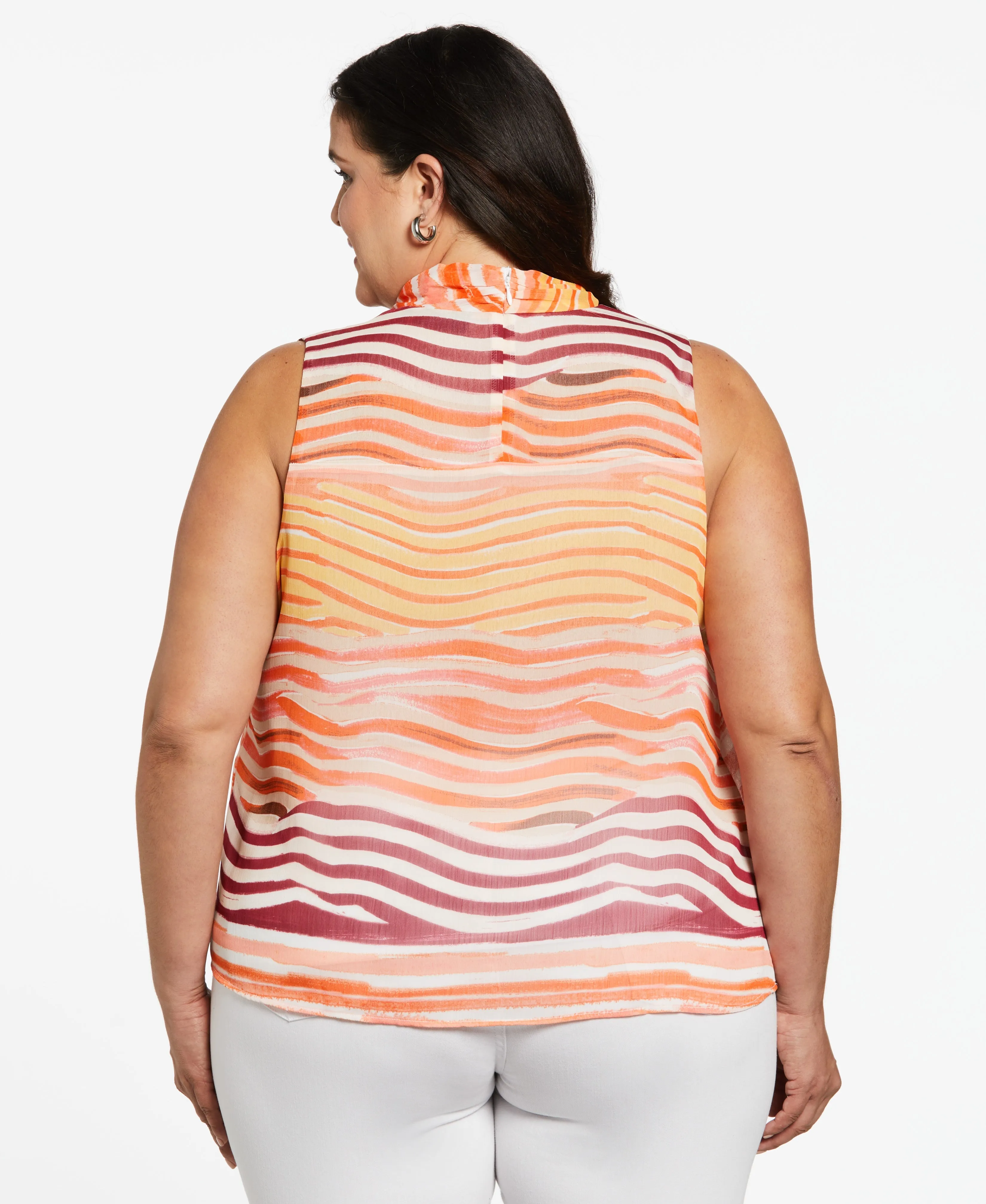 Plus Size Eco Fabric Twisted Drape Neck Sleeveless Blouse