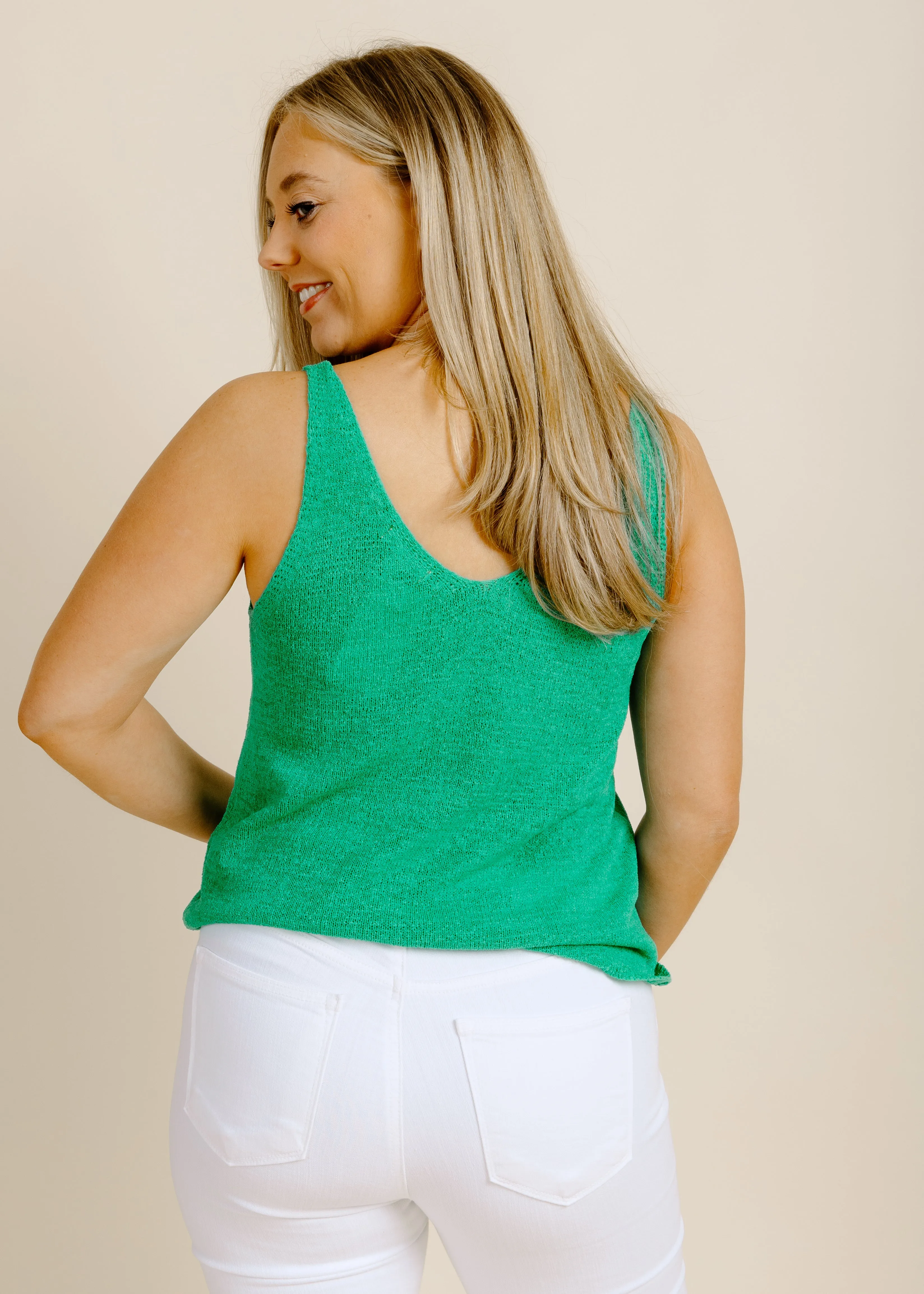 Posy Knit Tank - Teal