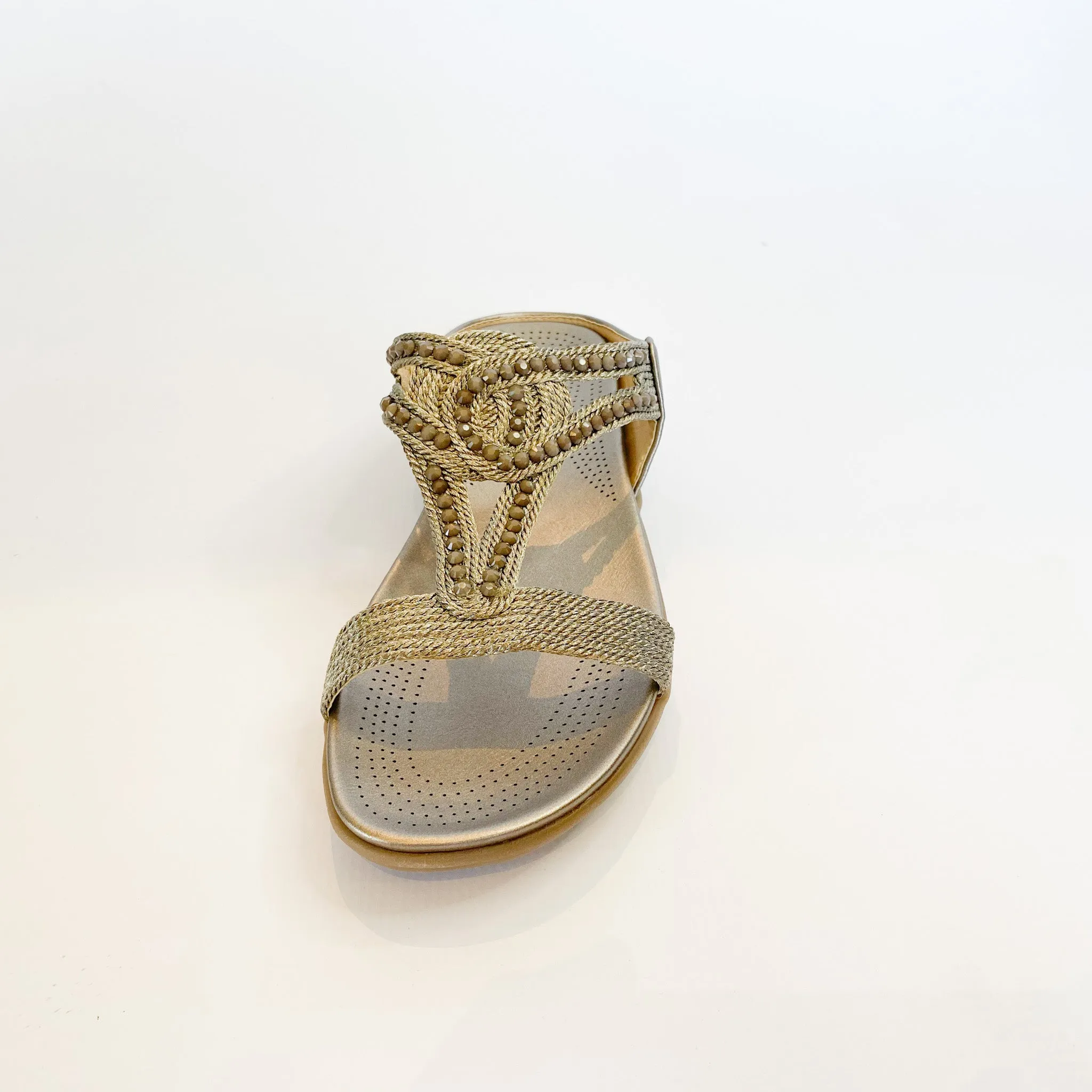 Queue pewter beaded sandal