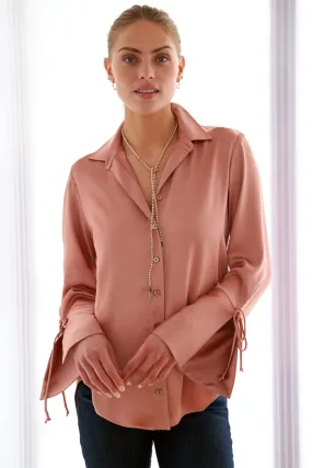 Rachel Rose Gold Shirt Hammered Satin