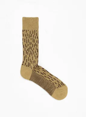 Rain Drop Crew Socks Khaki & Dark Brown