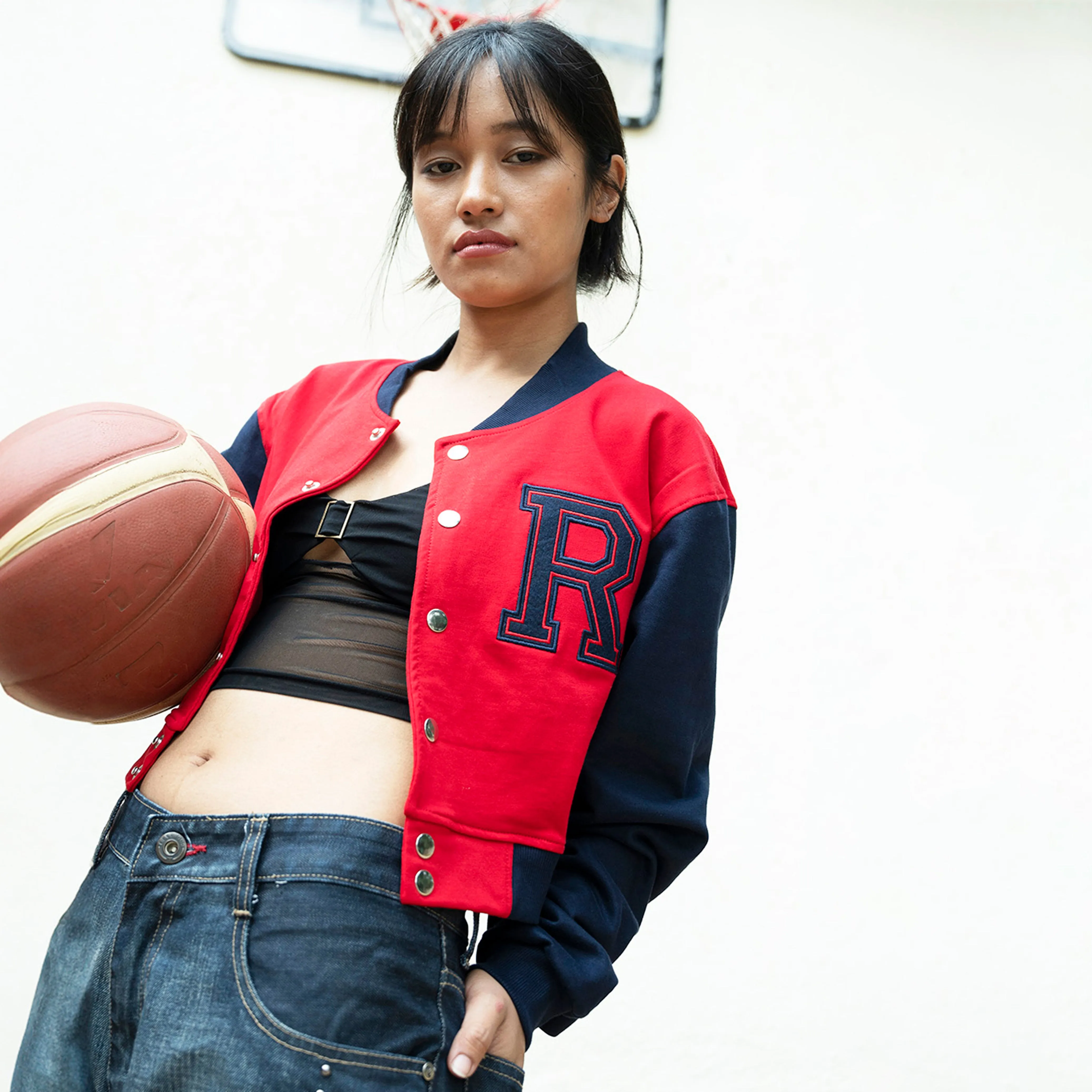 Red Crop Varsity Jacket