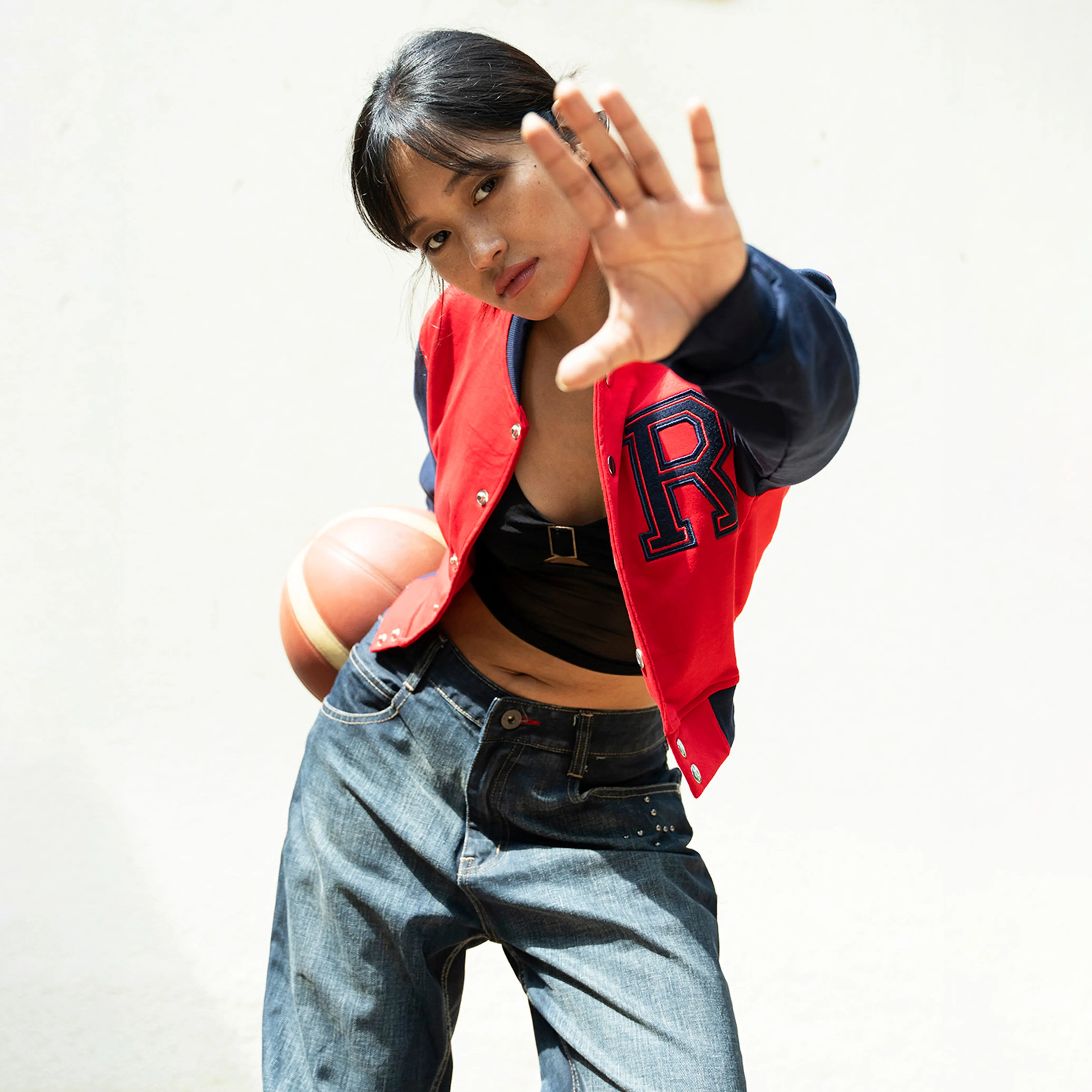 Red Crop Varsity Jacket