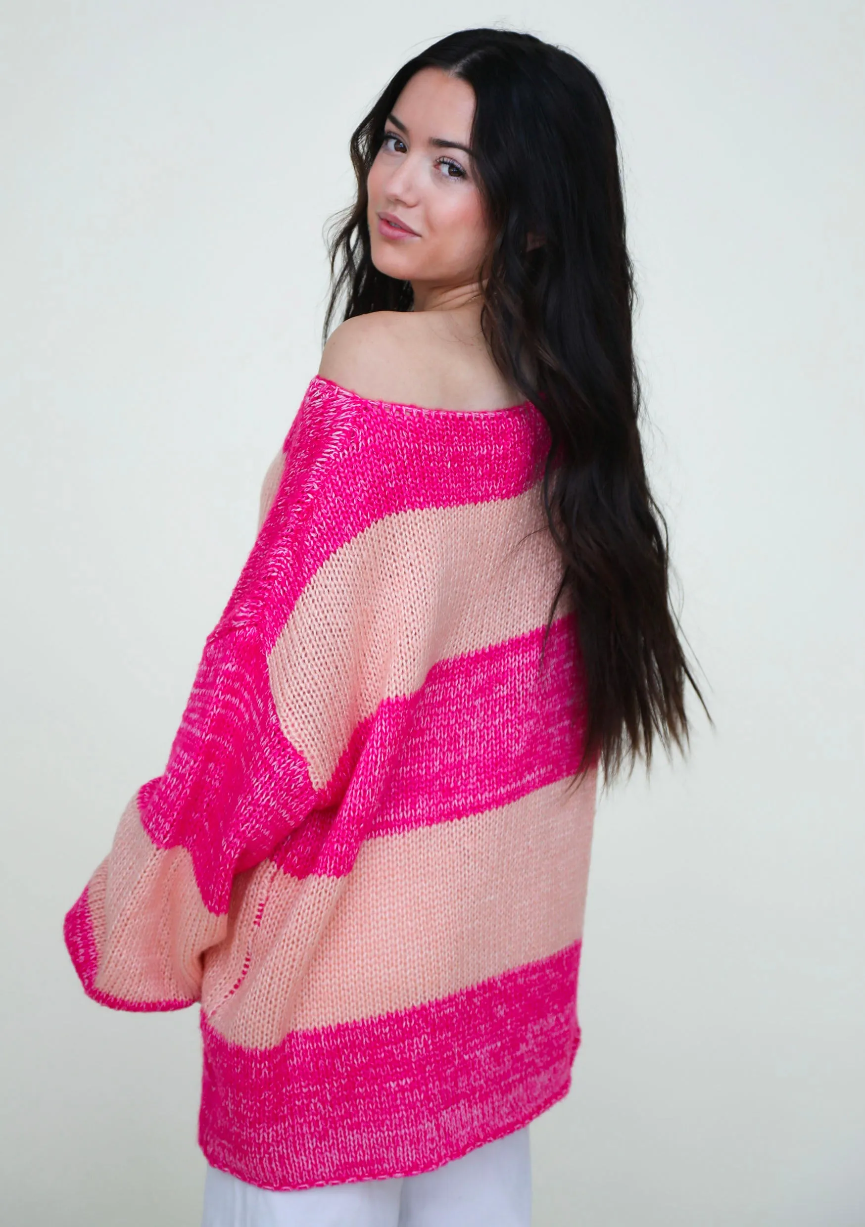 Relaxed Fit Oversized Sweater In Fuchsia