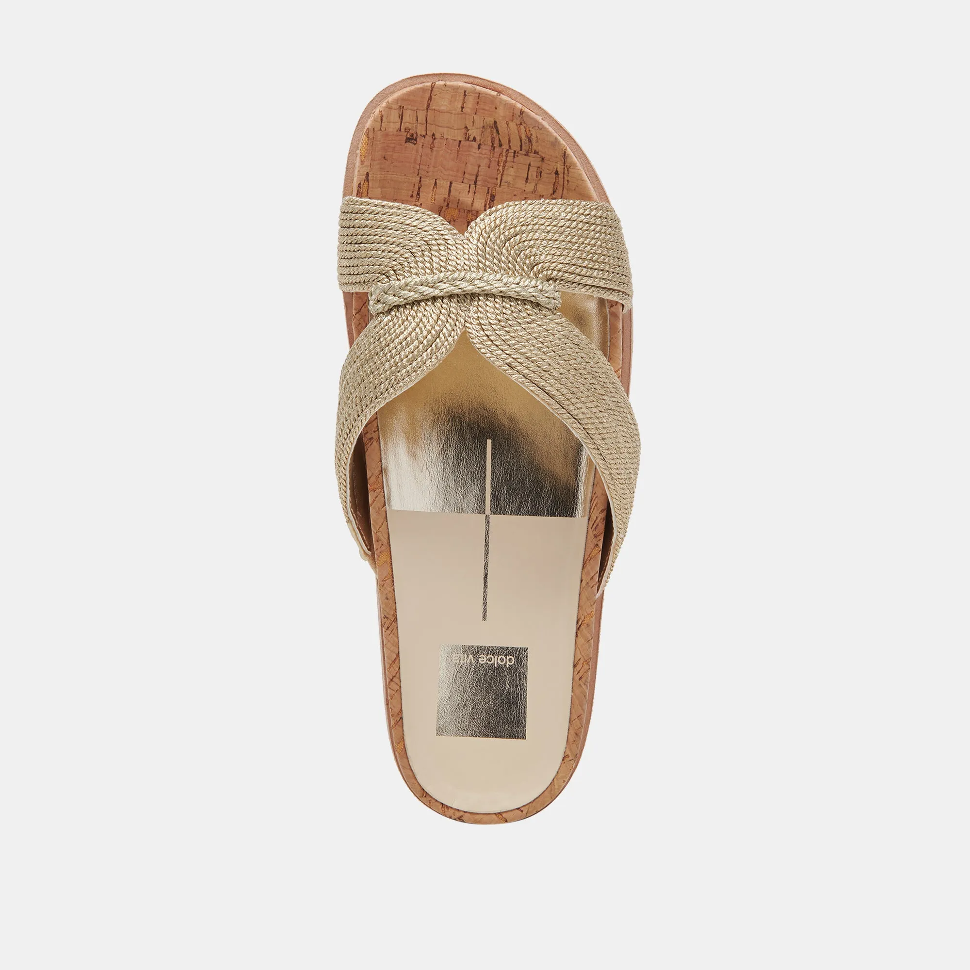 SELDA WIDE SANDALS GOLD RAFFIA