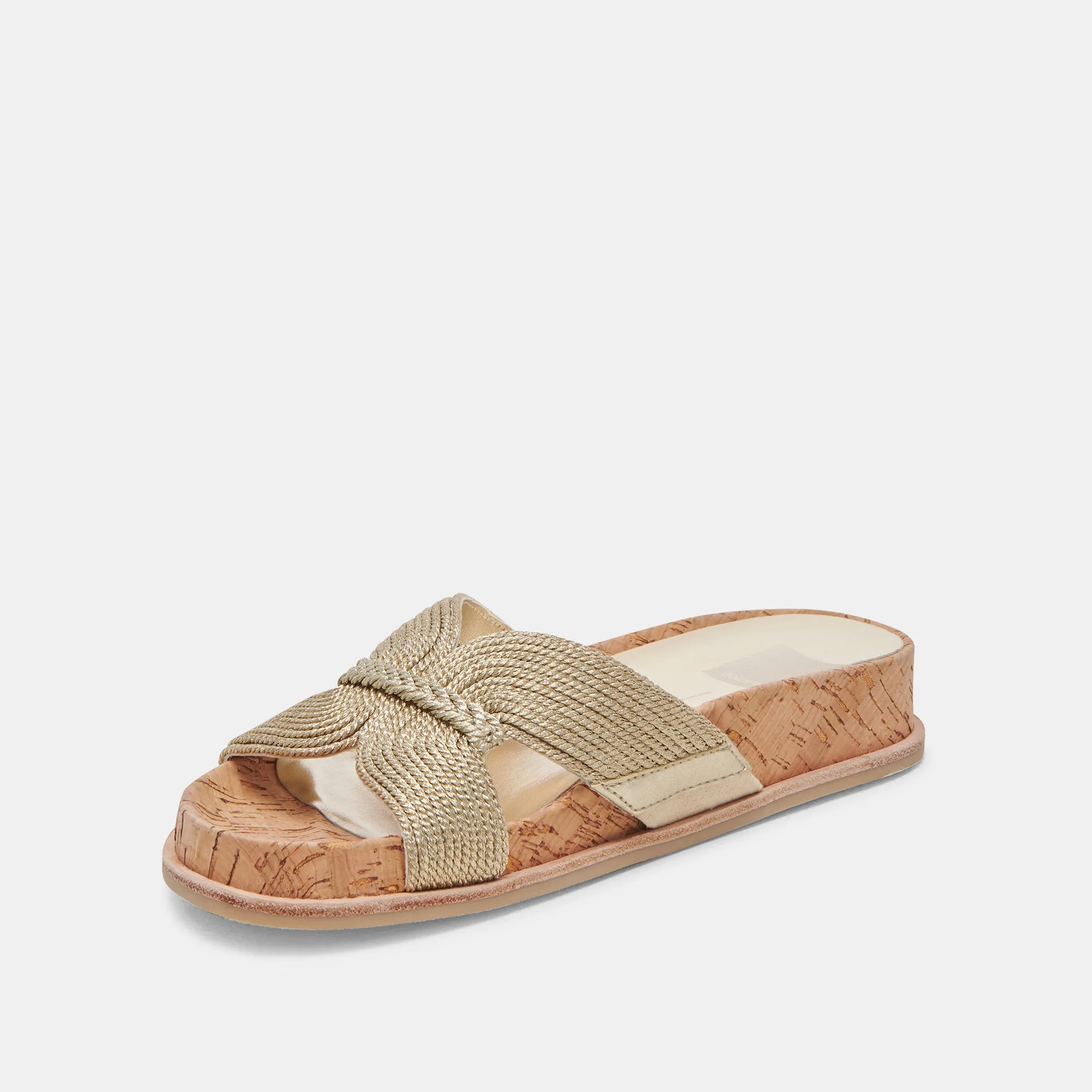 SELDA WIDE SANDALS GOLD RAFFIA