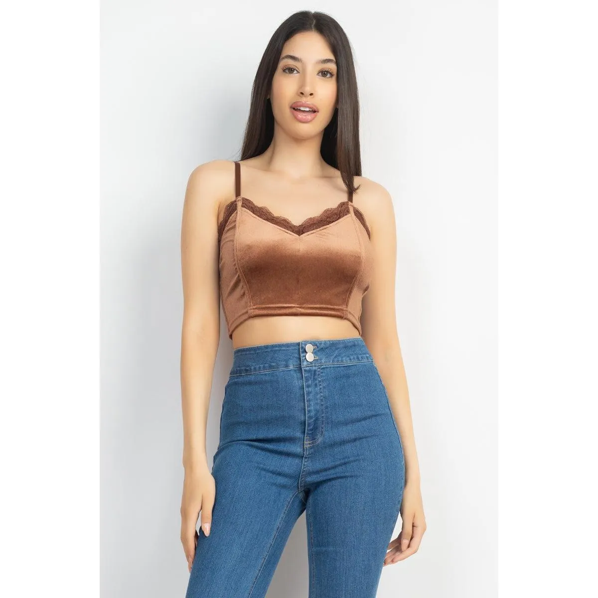 Sleeveless Corset Velvet Crop Top