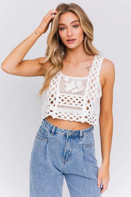 SLEEVELESS CROCHET TOP