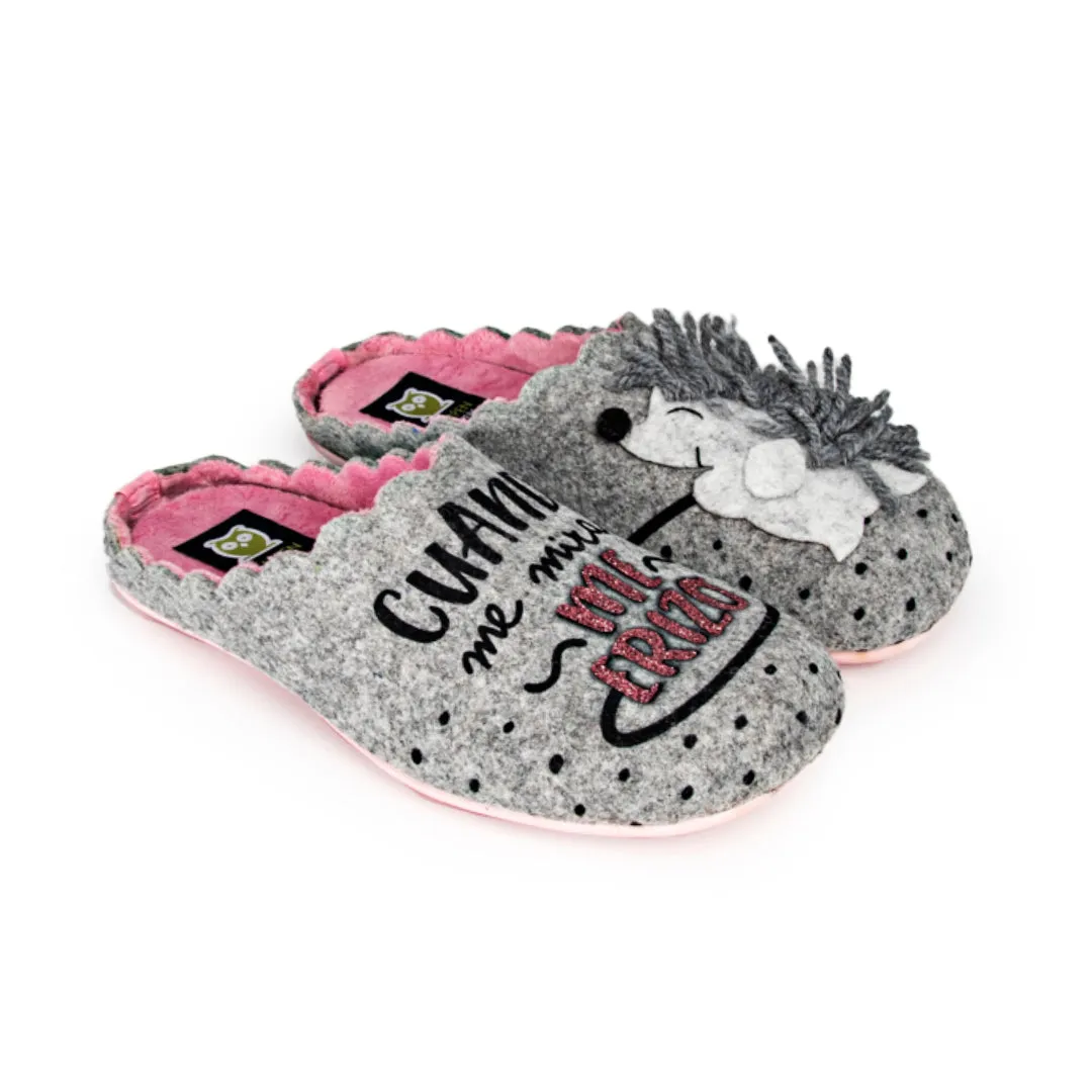 Slippers Erizo Fieltro Gris