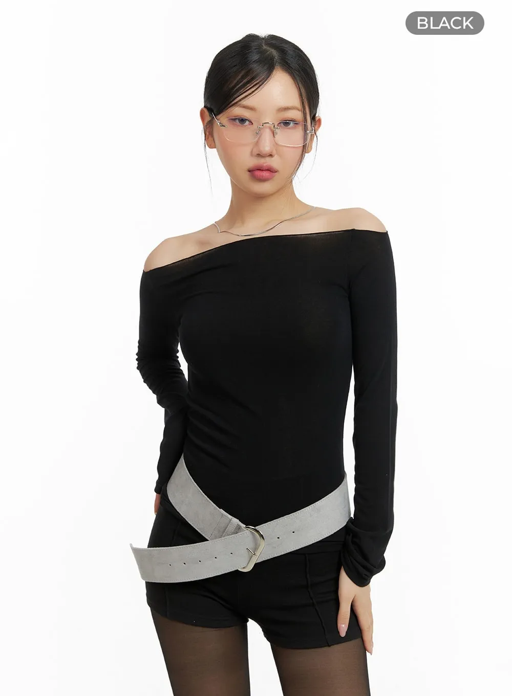 Solid Off Shoulder Long Sleeve CM421