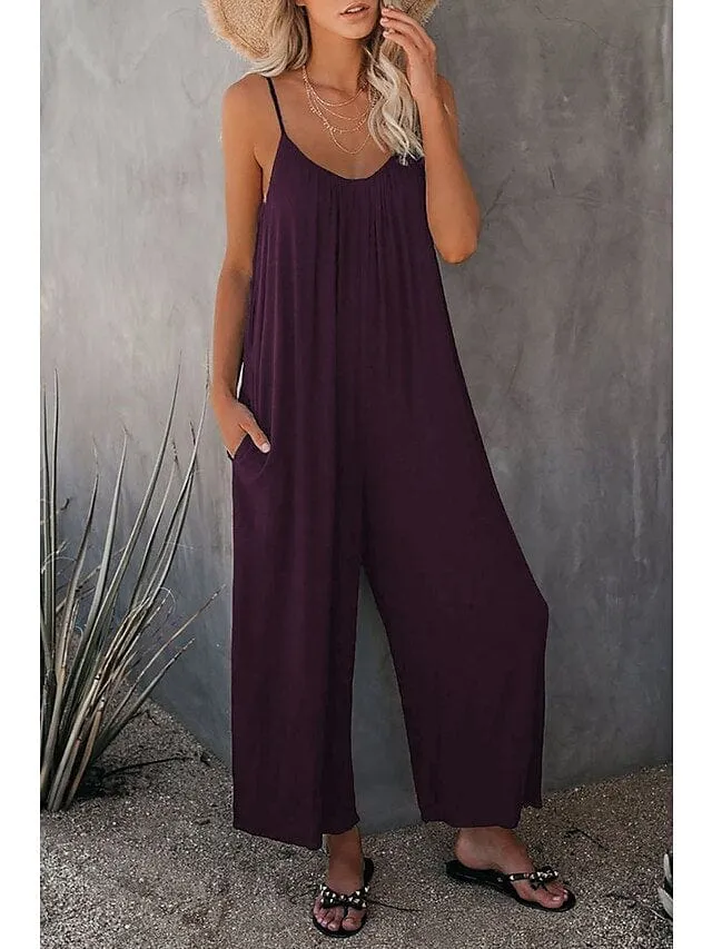 Stylish Khaki V-Neck Wide Leg Women's Jumpsuit