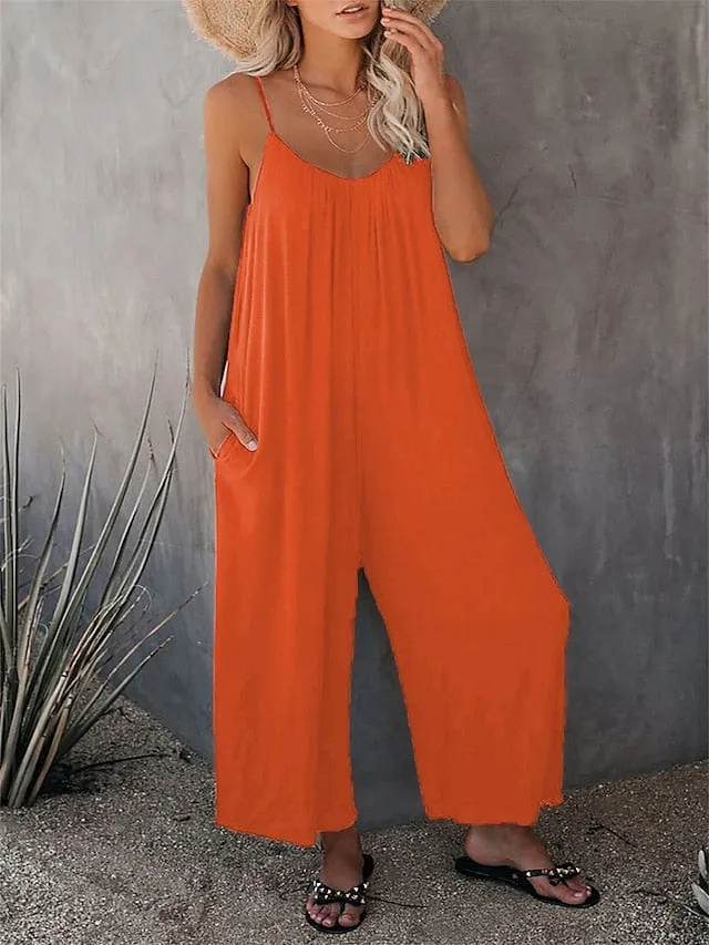 Stylish Khaki V-Neck Wide Leg Women's Jumpsuit