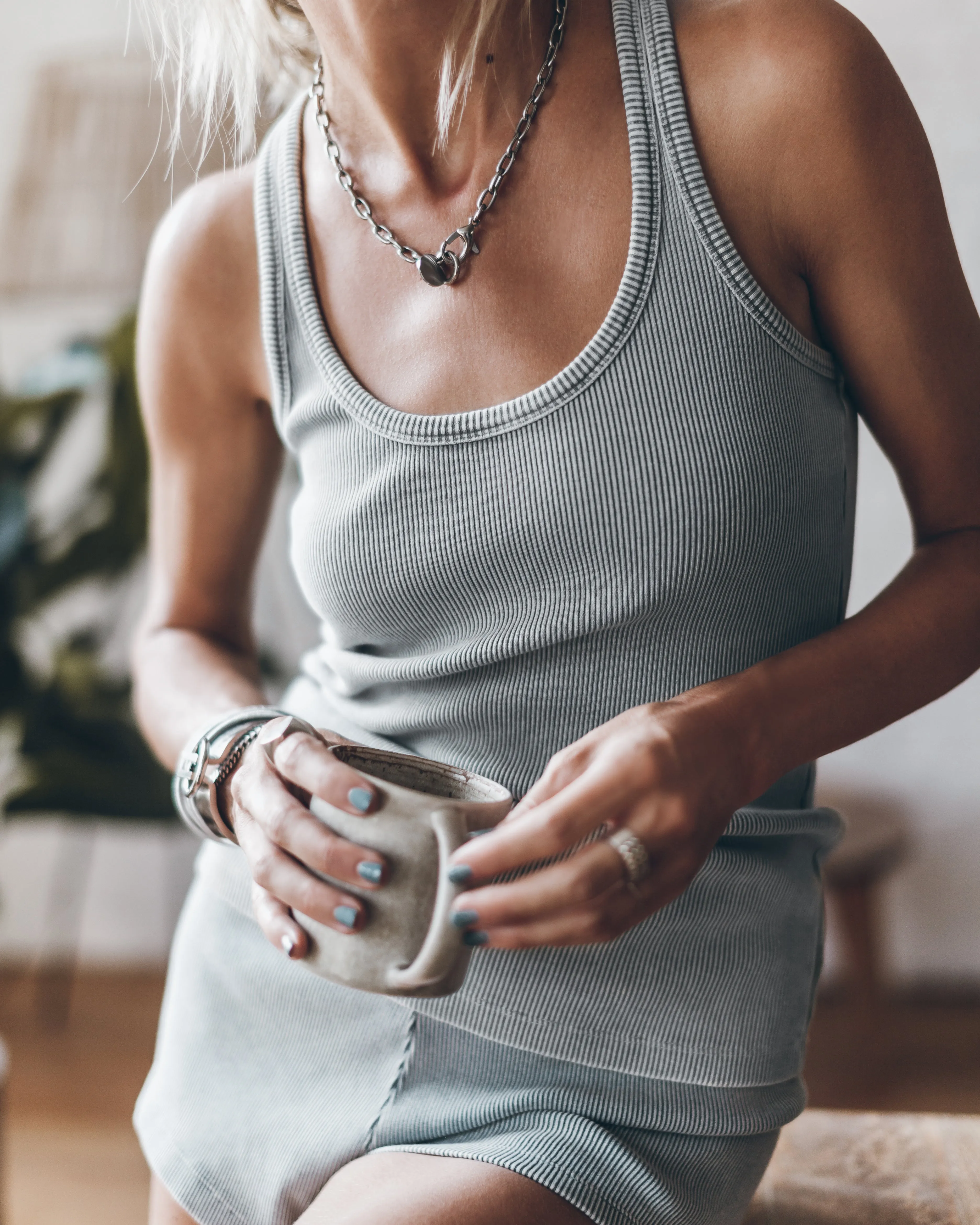 The Blue Ribbed Tank Top