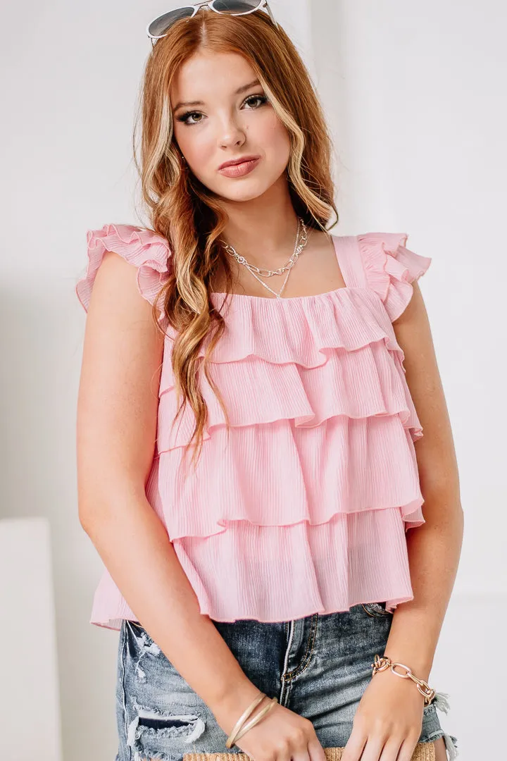 The Right Direction Ruffled Top | Pink