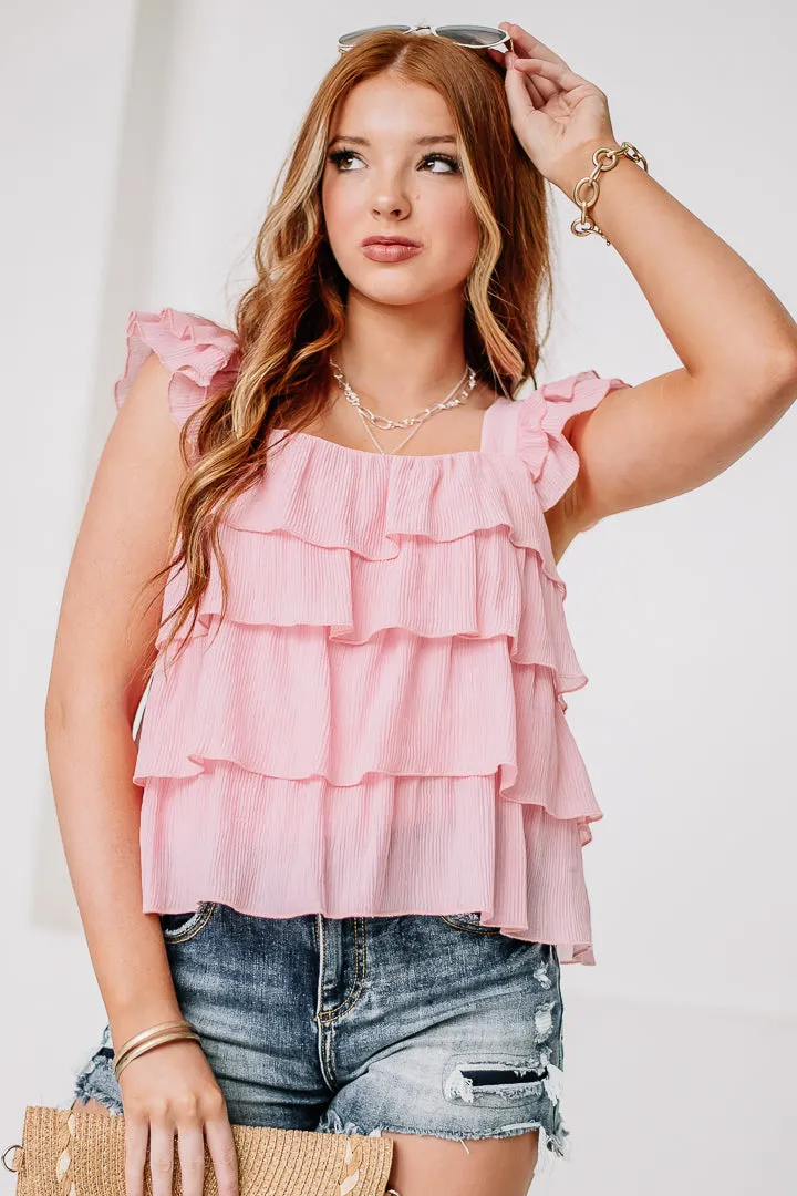 The Right Direction Ruffled Top | Pink