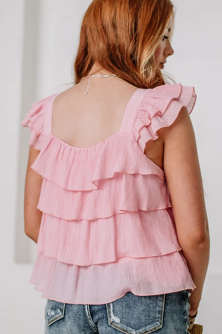 The Right Direction Ruffled Top | Pink