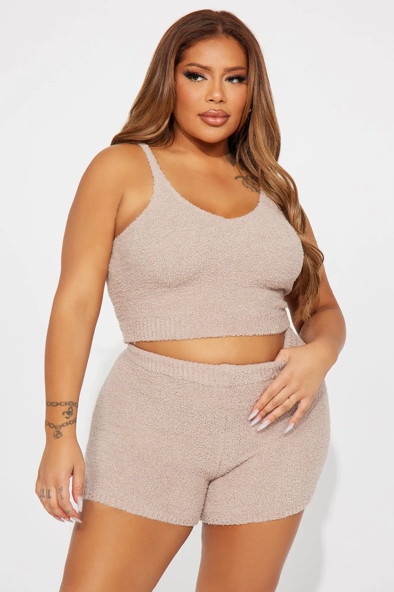 Unbothered Mood Cozy Short Set - Mocha