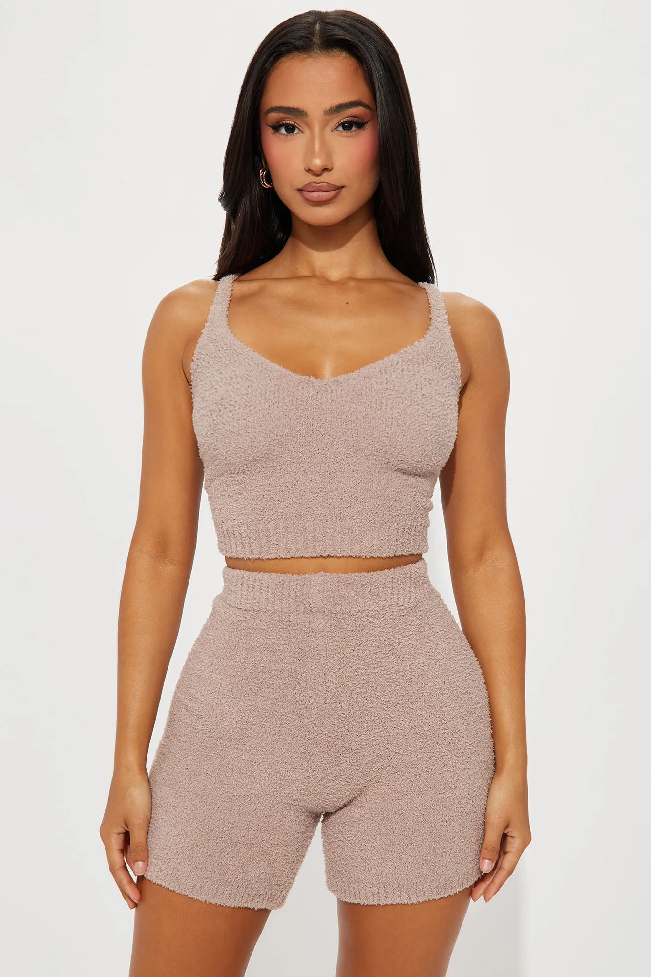 Unbothered Mood Cozy Short Set - Mocha