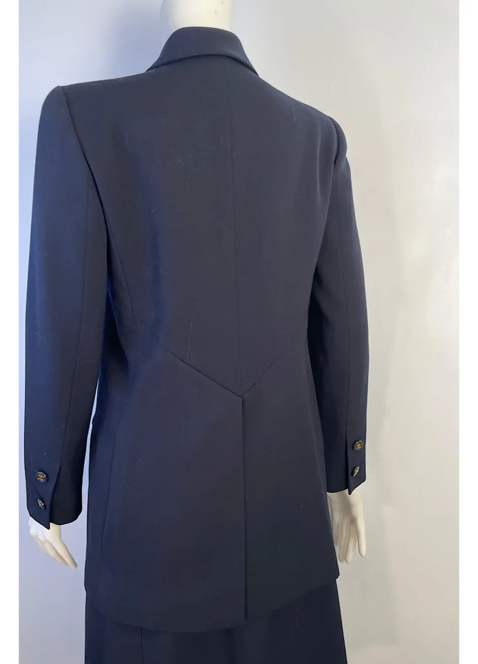 Vintage Chanel Navy Blue Long Blazer Jacket US 4/6/8