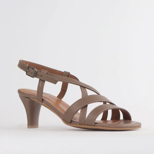 Wider Fit Mid Heel Slingback Sandal in Stone - 12223