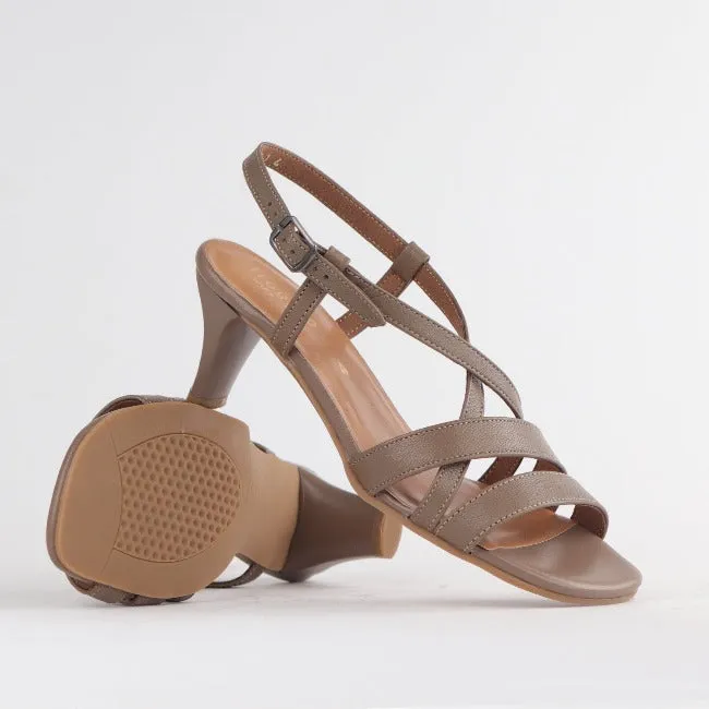 Wider Fit Mid Heel Slingback Sandal in Stone - 12223