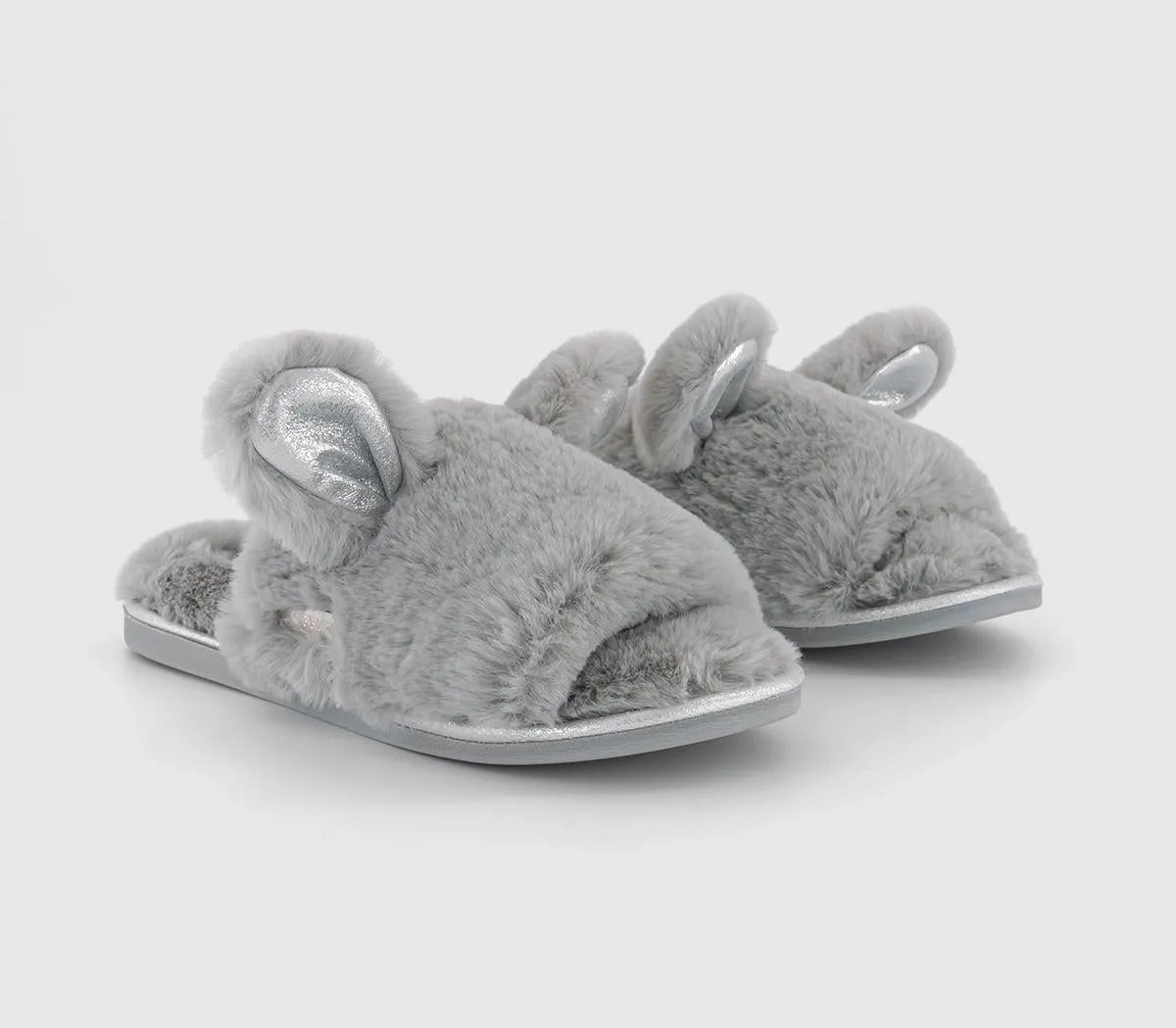 Womens Office Rita  Open Toe Bunny Slides Grey