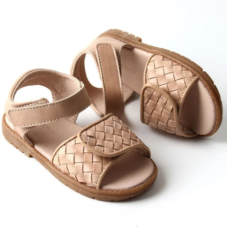 Woven Hard Sole Sandal Stone