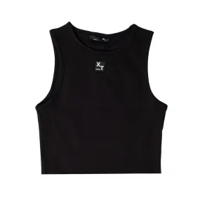 XT Studio women's ribbed cotton tank top. Black colour